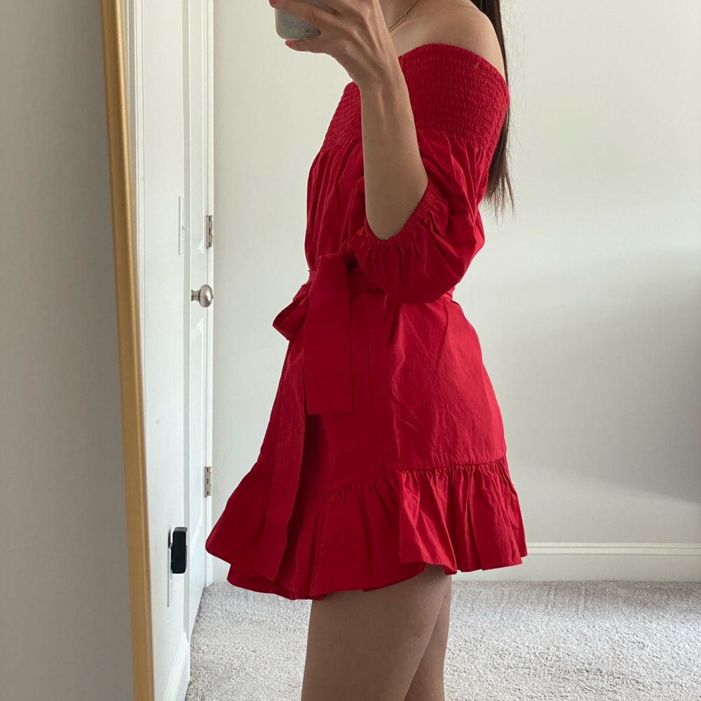 Tularosa Red Off-Shoulder Ruffle Mini Dress - Picture 6 of 8
